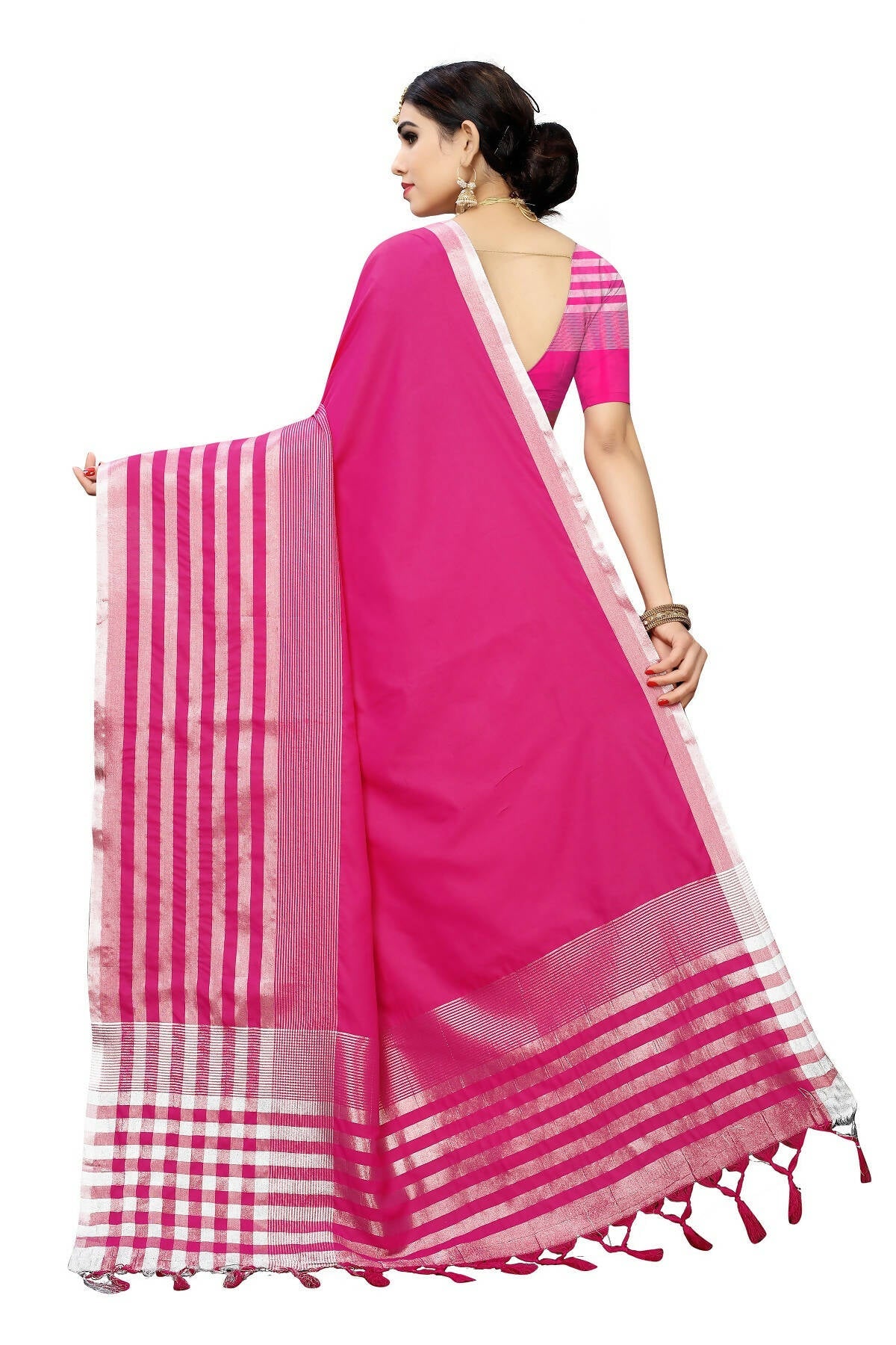 Vamika Pink Cotton Silk Weaving Saree (Twitter Pink)