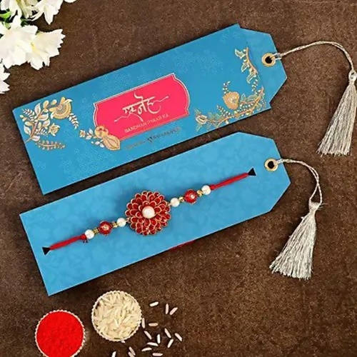 Premium Beads Flower Design Rakhi