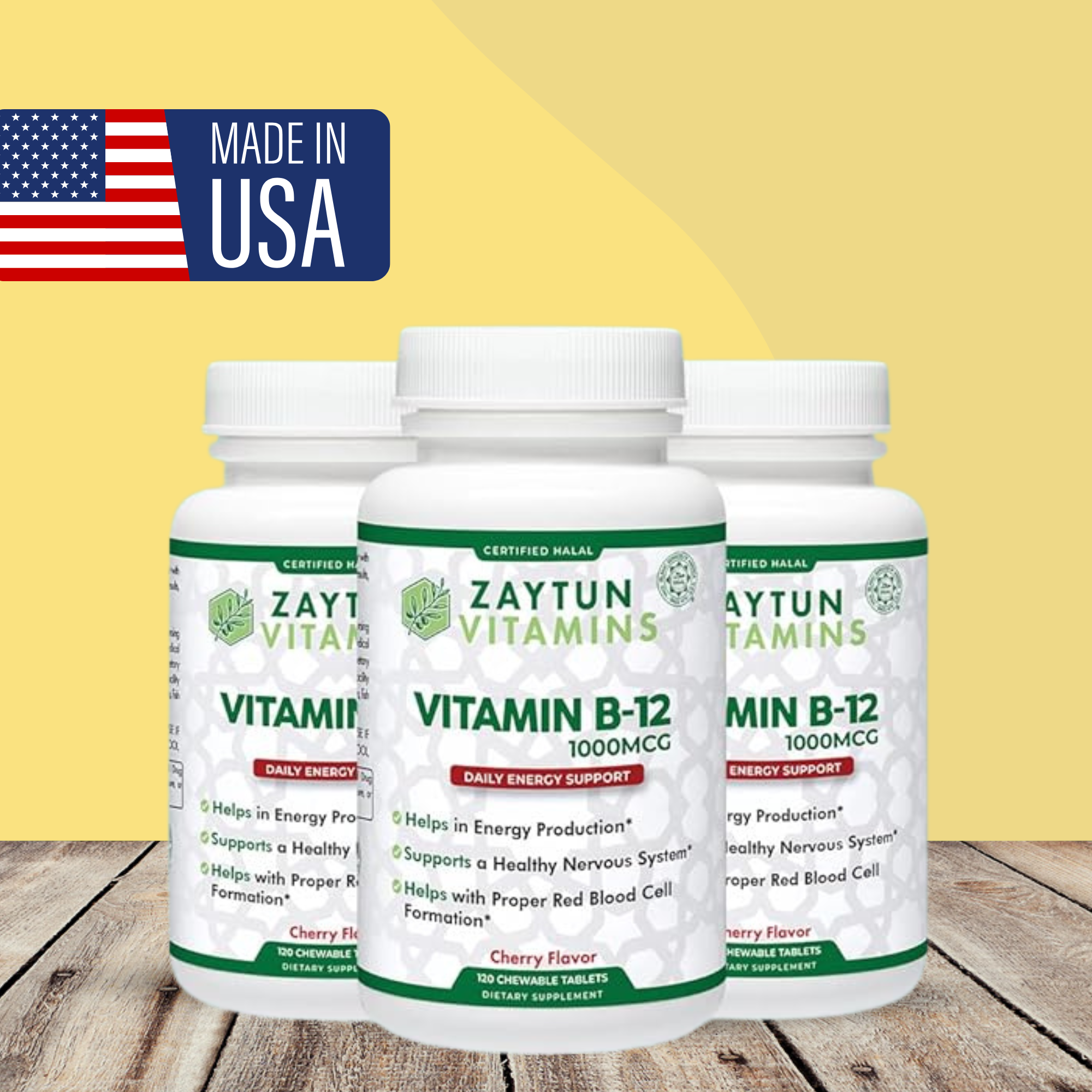 Halal Vitamin B-12 (Methylcobalamin) Tablets (3-Pack)