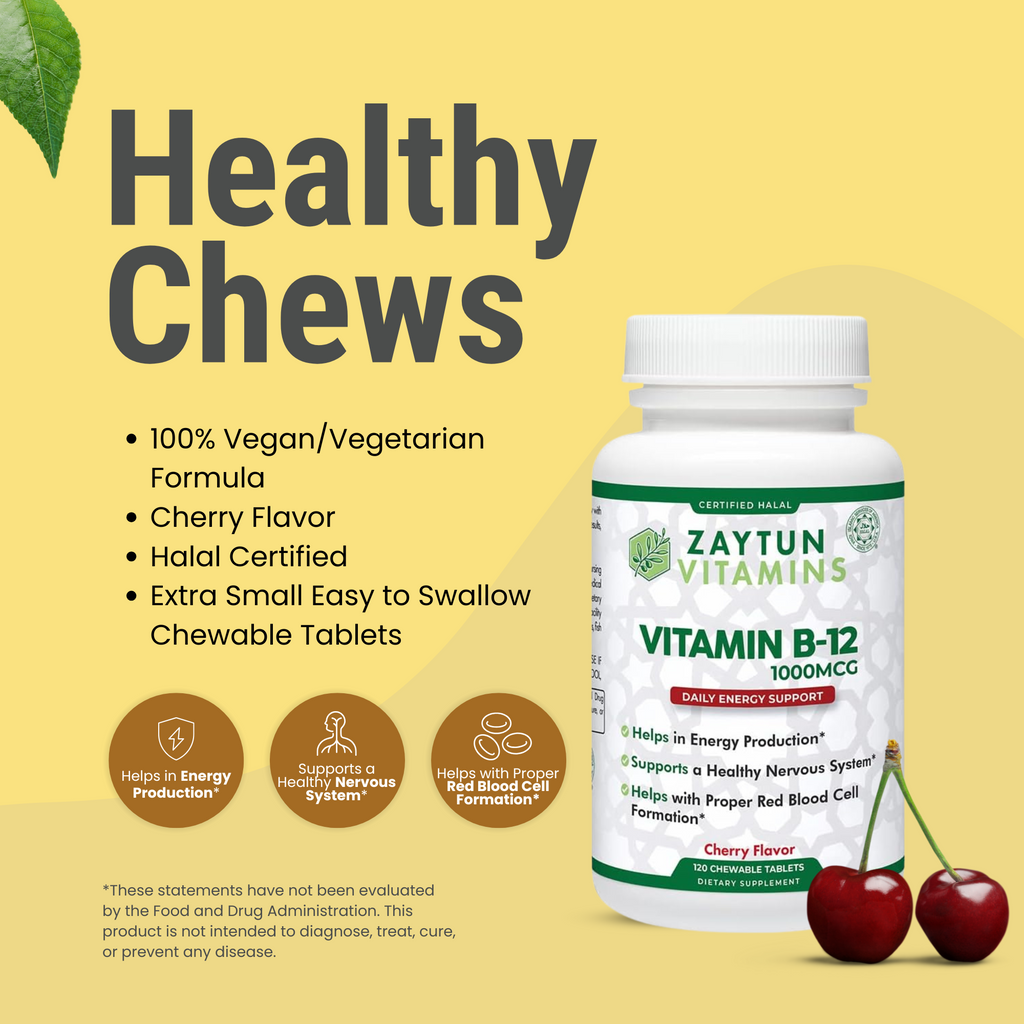 Halal Vitamin B-12 (Methylcobalamin) Tablets (3-Pack)