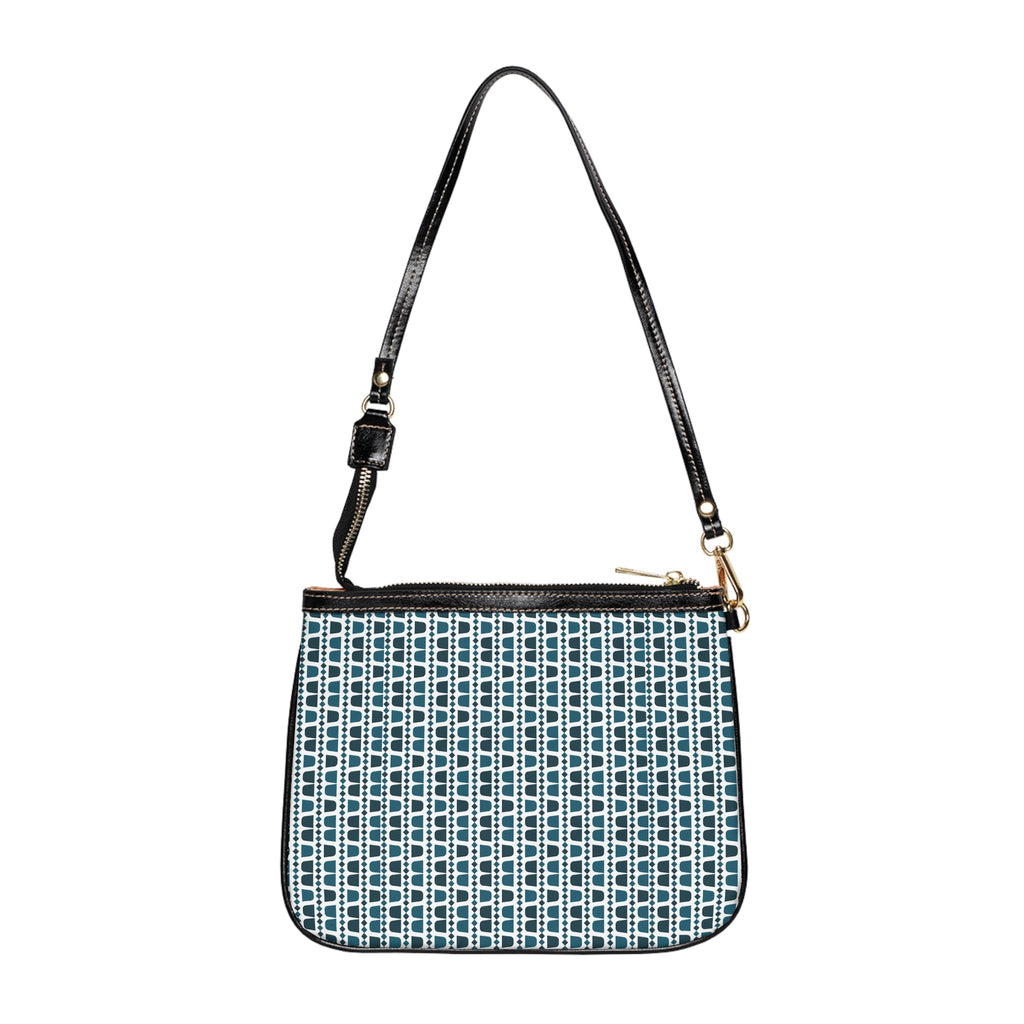 Blue and White Arabic Coffee Cups Shoulder Bag — Small Leather Crossbody Purse