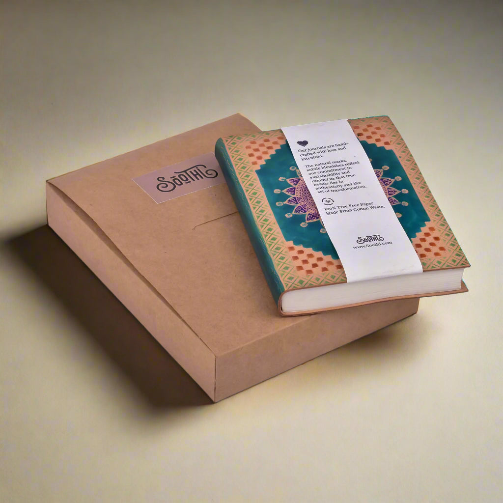 Hand-Dyed Mandala Leather Journal