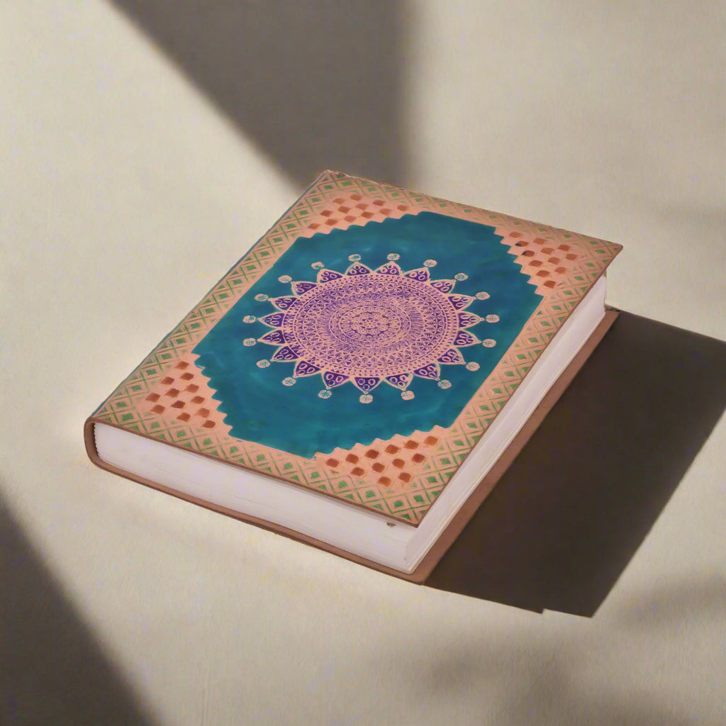 Hand-Dyed Mandala Leather Journal