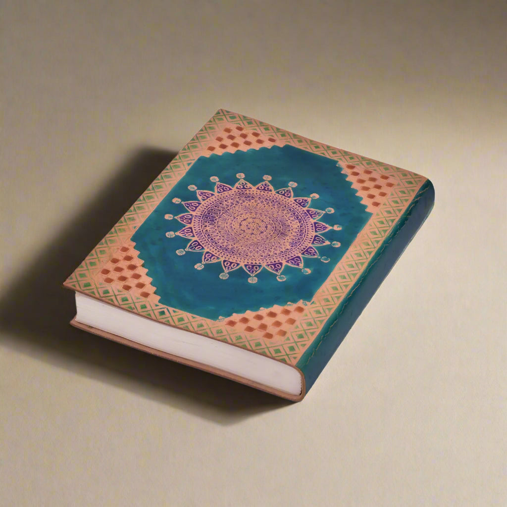 Hand-Dyed Mandala Leather Journal