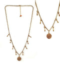 Bling Accessories Antique Brass Finish Brass Metal Coin Charm Necklace
