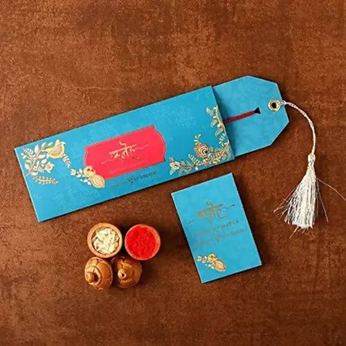 Festive Zardosi Rakhi & Cashew Jar
