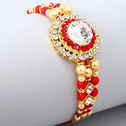 American Diamond Bling Rakhi And Cashew Jar