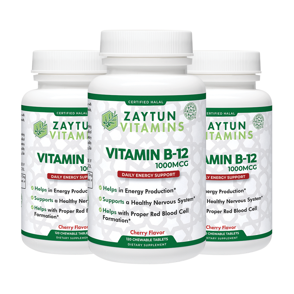 Halal Vitamin B-12 (Methylcobalamin) Tablets (3-Pack)