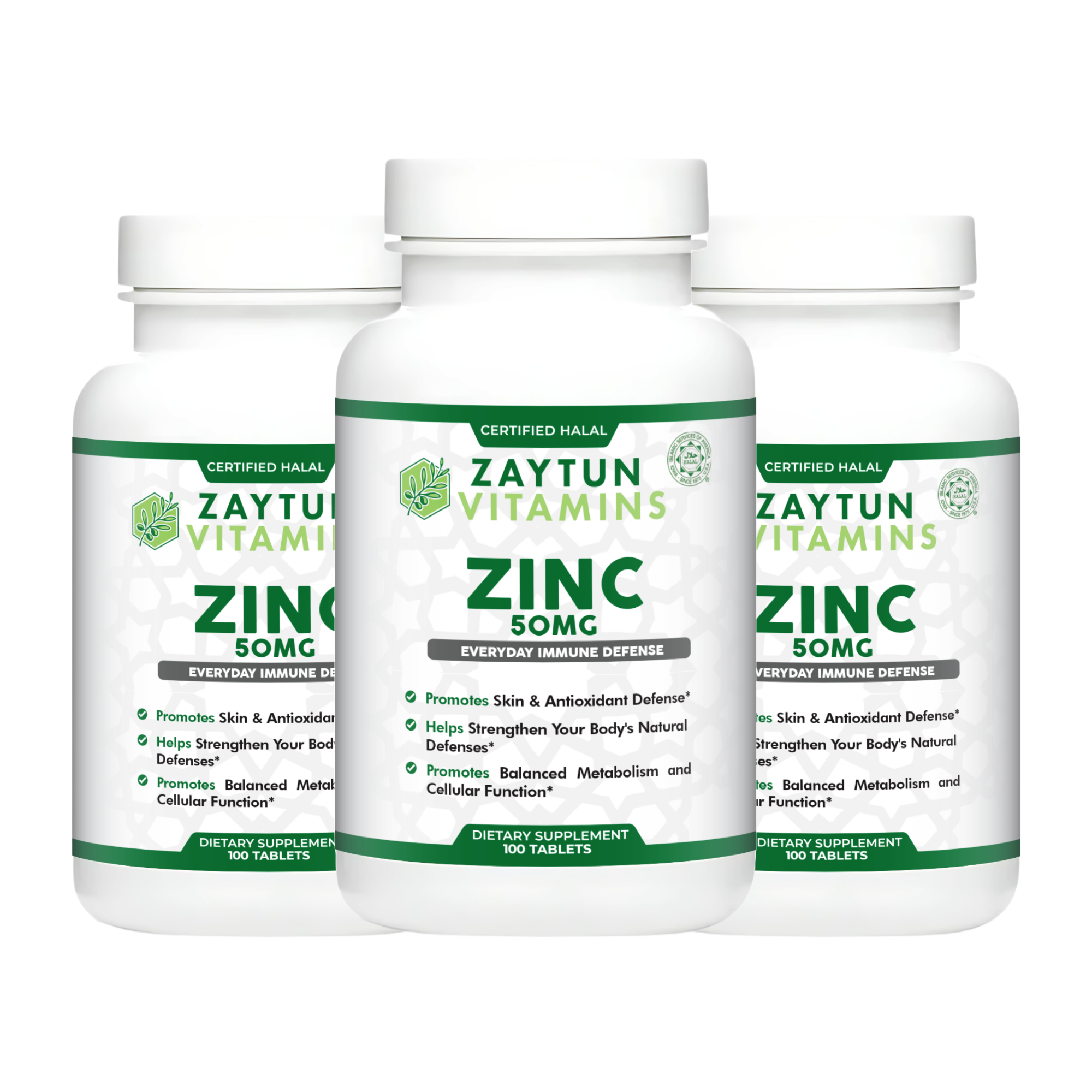 Halal Zinc 50mg Tablets (3-Pack)