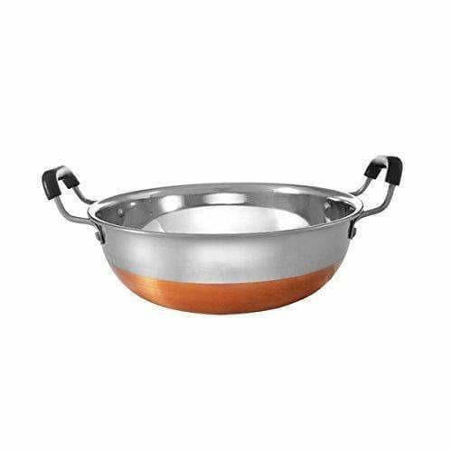 Stainless Steel Copper Bottom Kadhai with Handle - Set of 3 Pieces