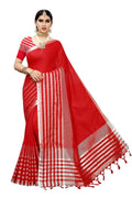 Vamika Red Cotton Silk Weaving Saree (Twitter Red)