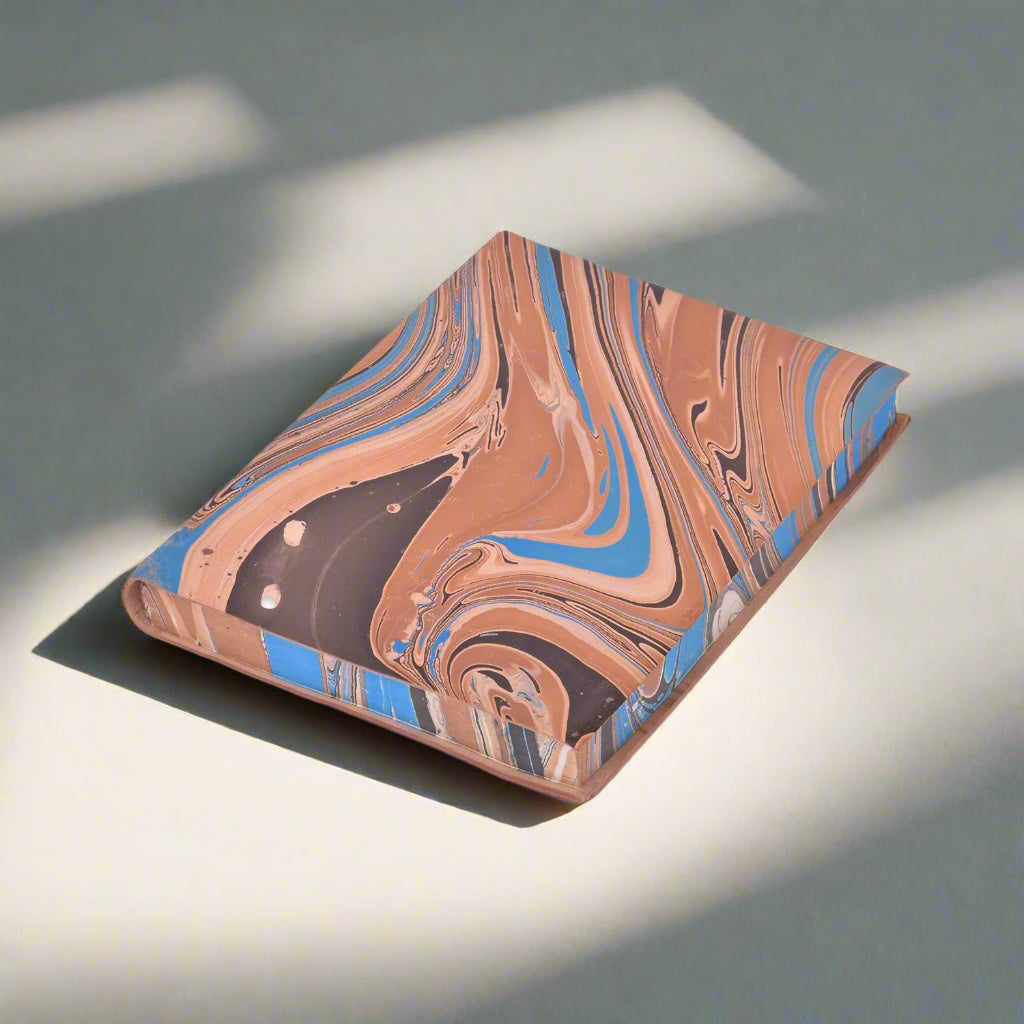 Unique Marbled Leather Journal - Handcrafted 5x7 with Tree-Free Paper