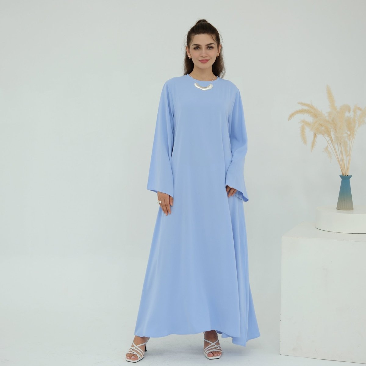 3D Floral Mesh Open Abaya (MOA288)
