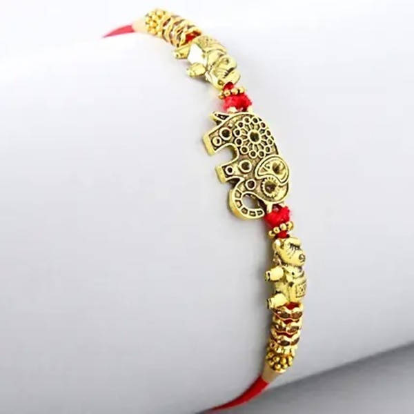 Ethnic Elephant Pearl Rakhi & Cashew Jar