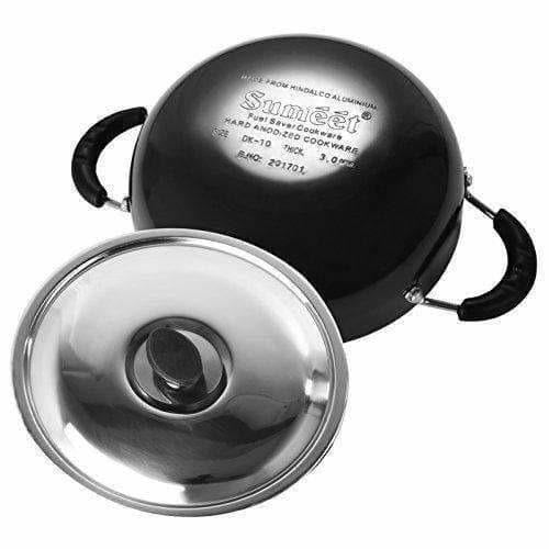 Hard Anodised Deep Kadhai With Stainless Steel Lid