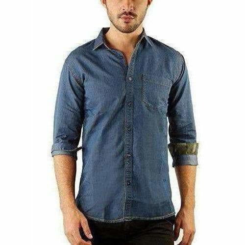 Men's Denim Full Sleeve Casual Shirt Dark Blue Color