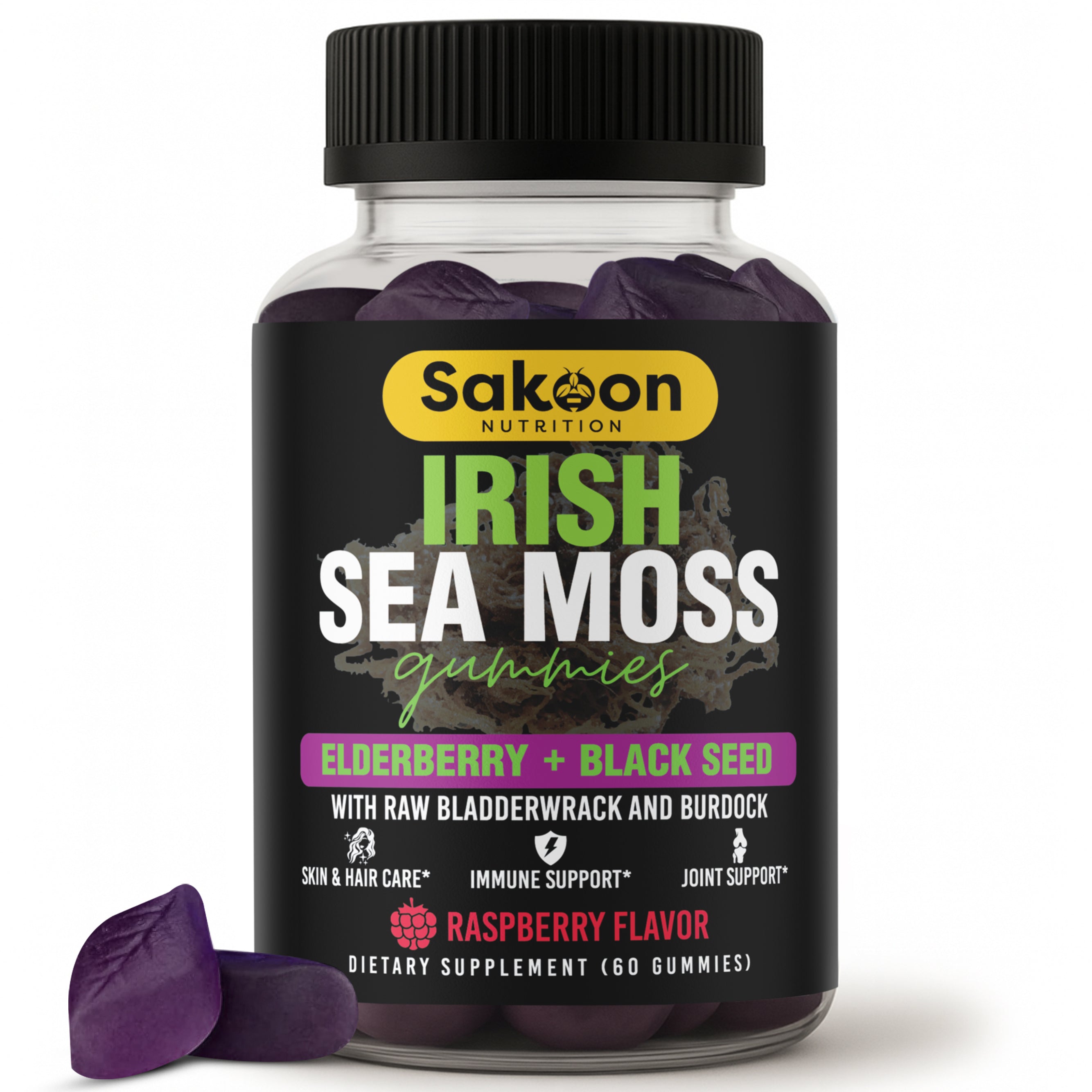 OVERSTOCK SALE Sea Moss Gummies With Elderberry & Black Seed Oil