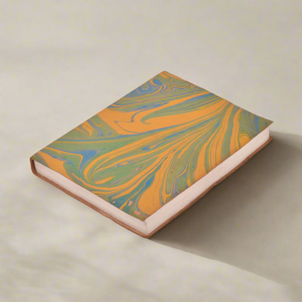 Unique Marbled Leather Journal - Handcrafted 5x7 with Tree-Free Paper