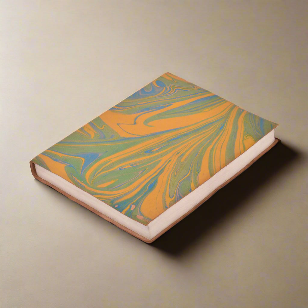 Unique Marbled Leather Journal - Handcrafted 5x7 with Tree-Free Paper