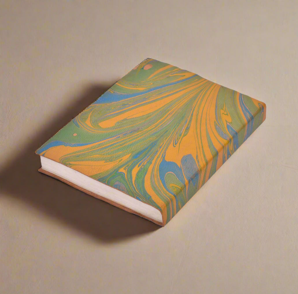 Unique Marbled Leather Journal - Handcrafted 5x7 with Tree-Free Paper
