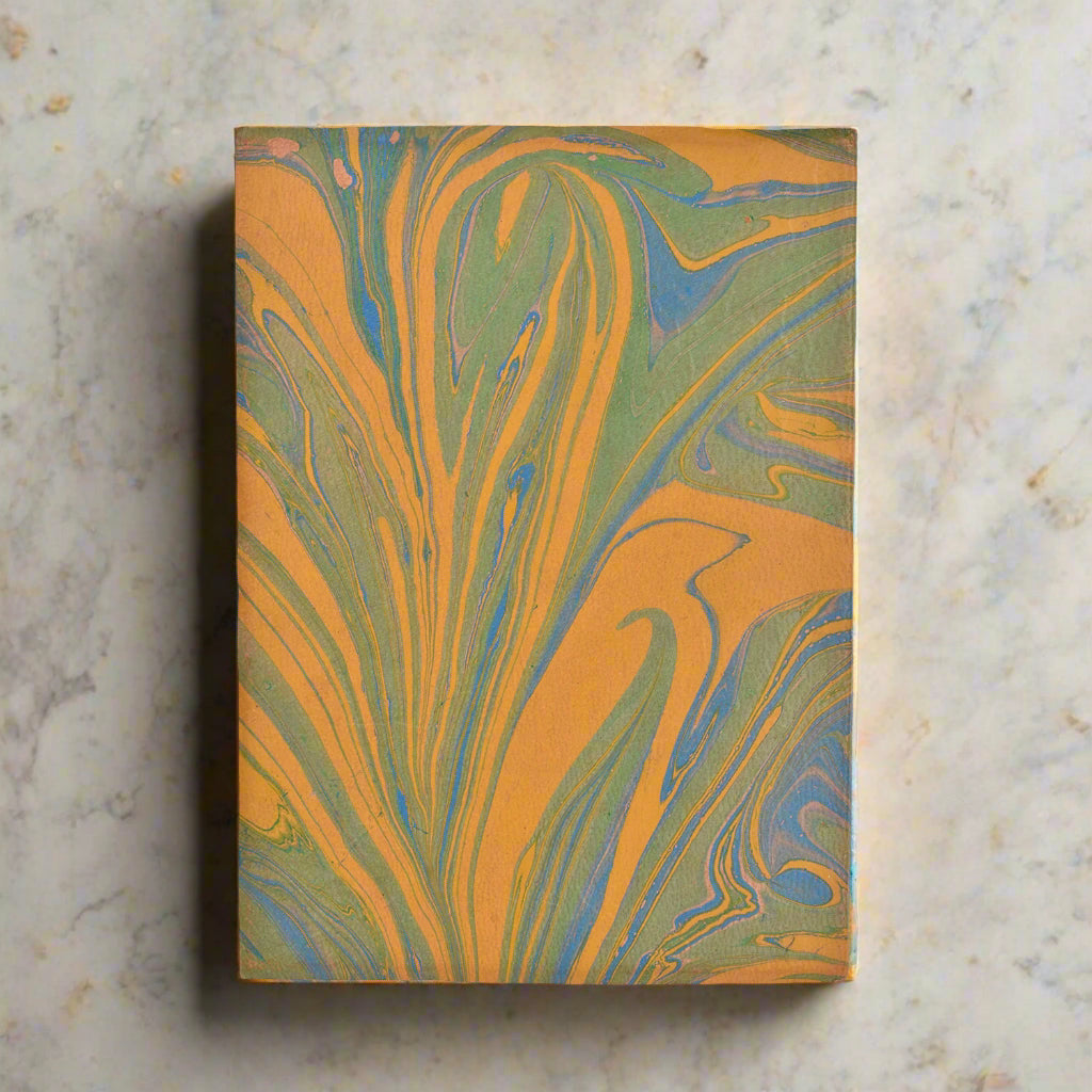 Unique Marbled Leather Journal - Handcrafted 5x7 with Tree-Free Paper