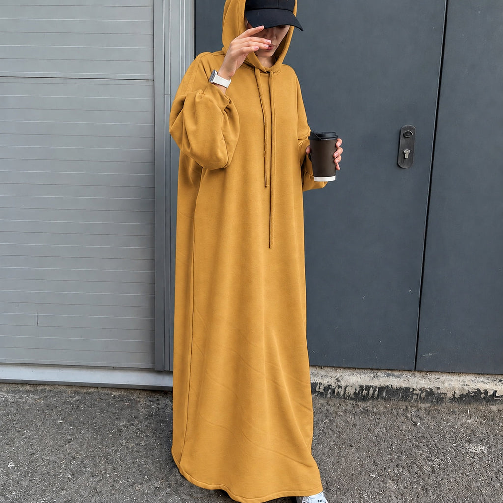 Hooded Sweatshirt Abaya | Hoodie Abaya With Pockets (MA125)