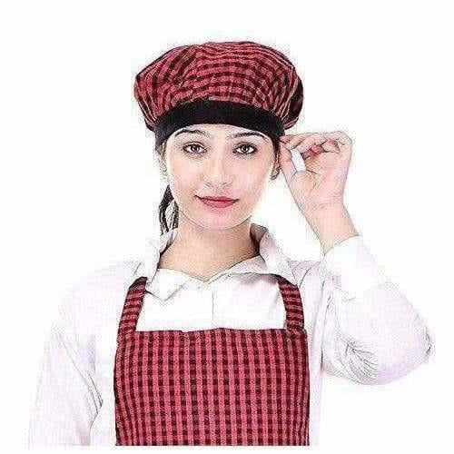 Red And Black Apron With Cap
