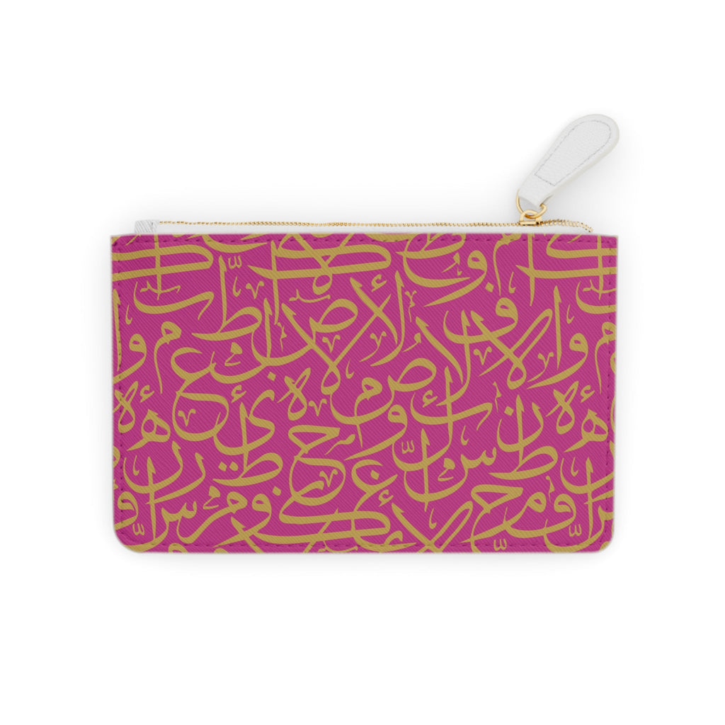 Pink and Gold Arabic Letters Mini Clutch Bag