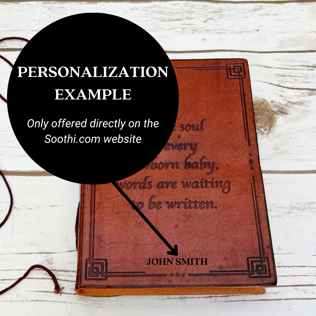 Newborn Baby Leather Journal - "Words Are Waiting To Be Written" Quote