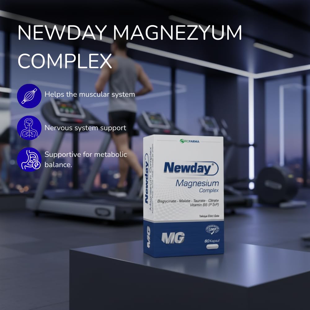 Newday Magnesium Complex Supplement with Vitamin B6 - 60 Capsules, Halal Certified, Titanium Dioxide Free