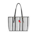 Black and White Kufie Pattern Leather Shoulder Bag