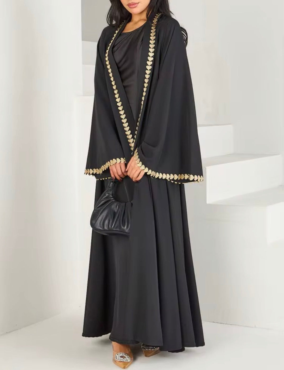 Heart Trim Open Abaya