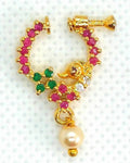 Multicolor AD Peacock Bridal Nose Ring