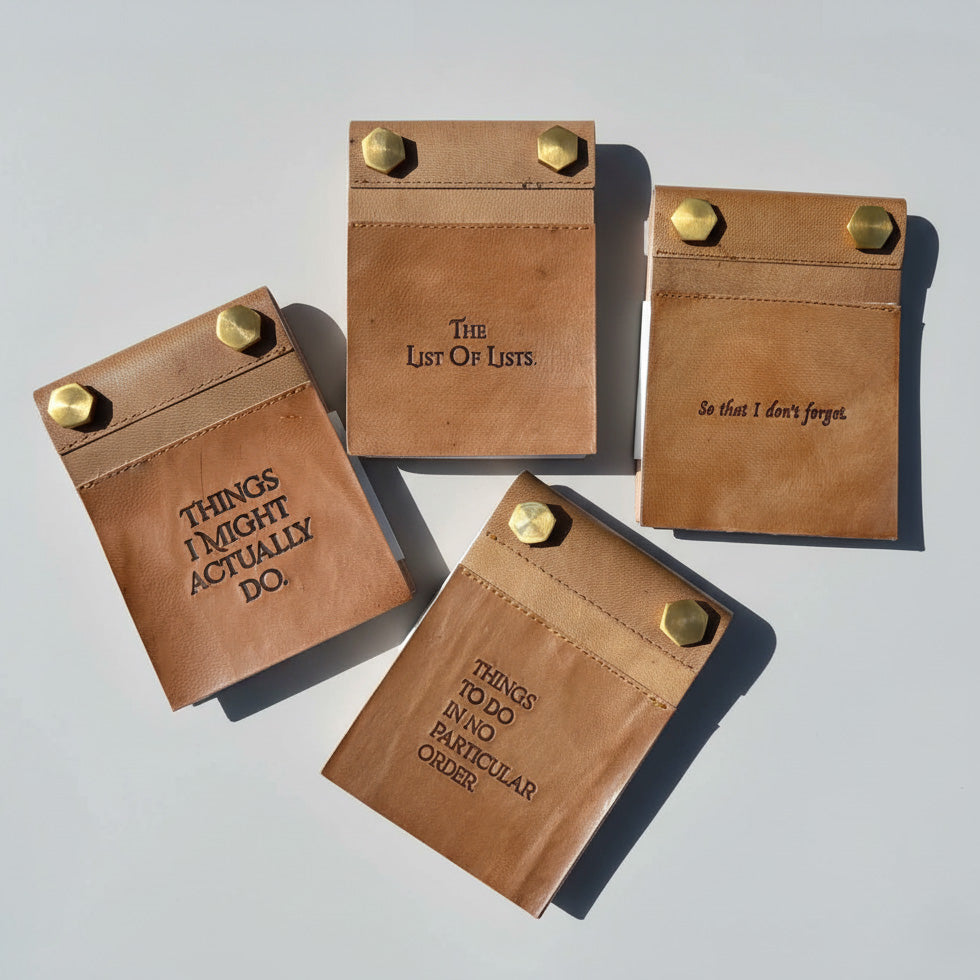 Refillable Leather Notepad | 4.5x6 Screw-Post, Four List Titles