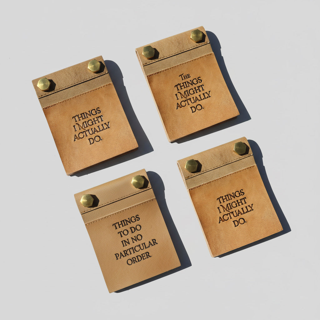 Refillable Leather Notepad | 4.5x6 Screw-Post, Four List Titles