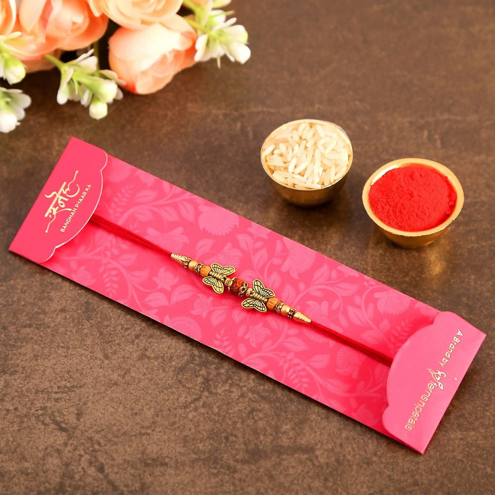 Ethnic Butterfly Rudraksha Rakhi & Cadbury Temptations