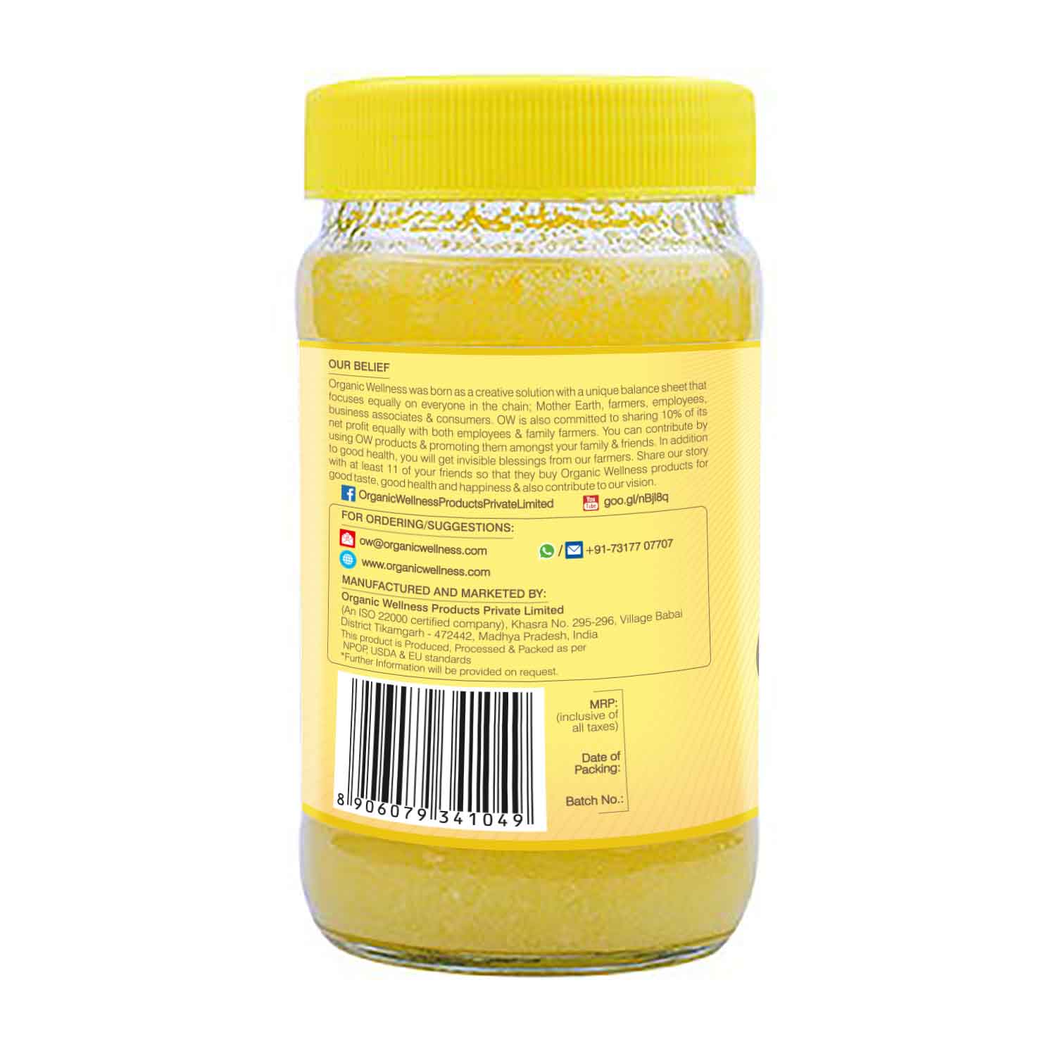 Organic Wellness A2 Bilona Cow Ghee | Vedic Bilona Method Ghee | 100% Pure, Natural & Healthy Ghee | Boost Your Energy With Premium & Traditional Ghee