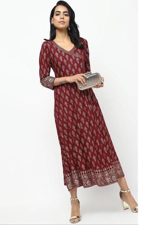 Cheera Angrakha All Over Butta Foil Printed Kurta With Beautiful Border Design