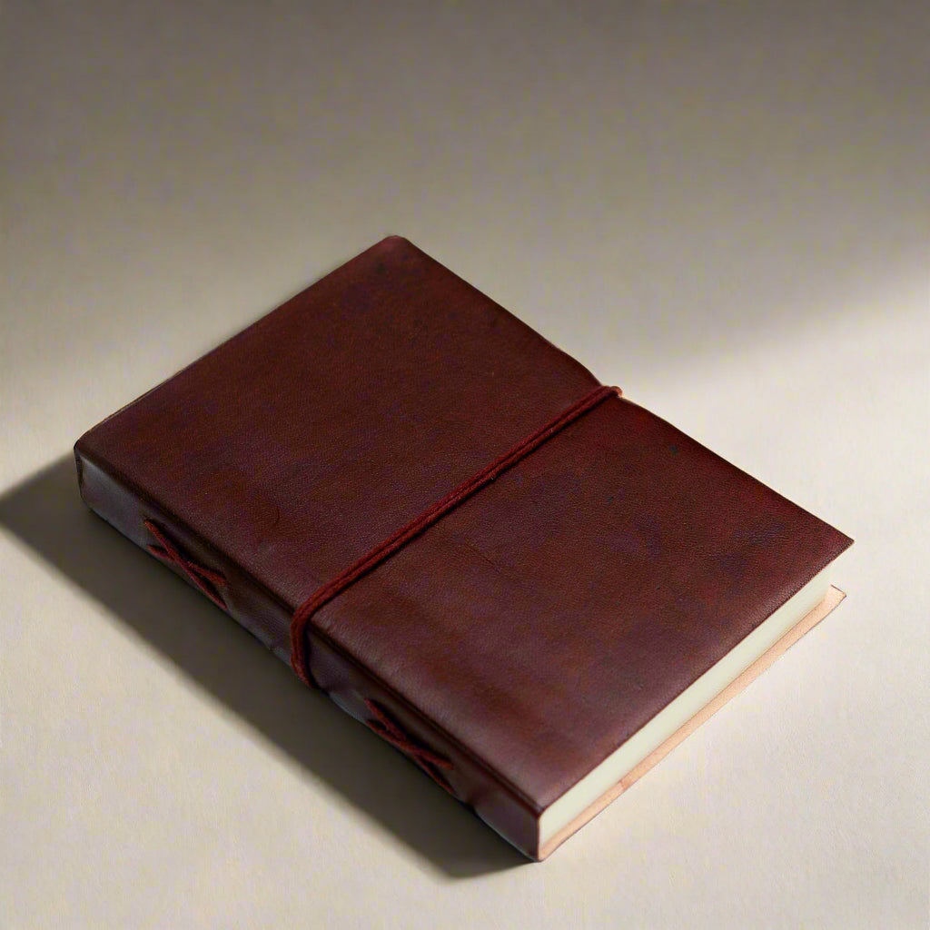 Rustic Dark Brown 5x7 Leather Journal - Unlined & Tree-Free Paper