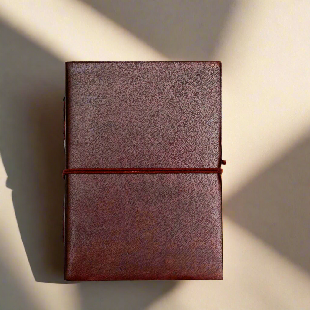 Rustic Dark Brown 5x7 Leather Journal - Unlined & Tree-Free Paper