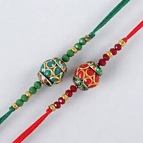 Premium Beads Ethnic Rakhi Set & Almonds Jar