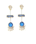 Bling Accessories Druzy Aqua Color Semi Precious Stone 92.5 Sterling Silver Earrings