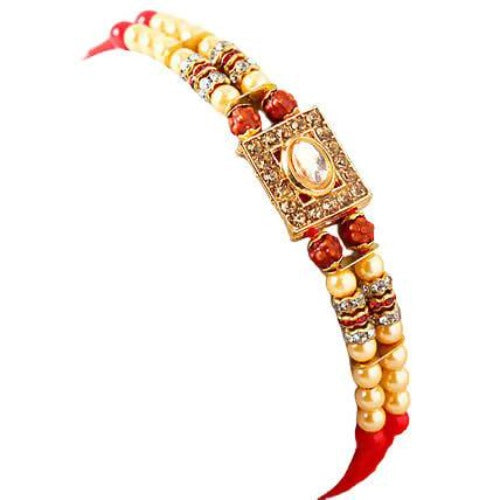 Special Kundan Rakhi and Almonds Jar Combo