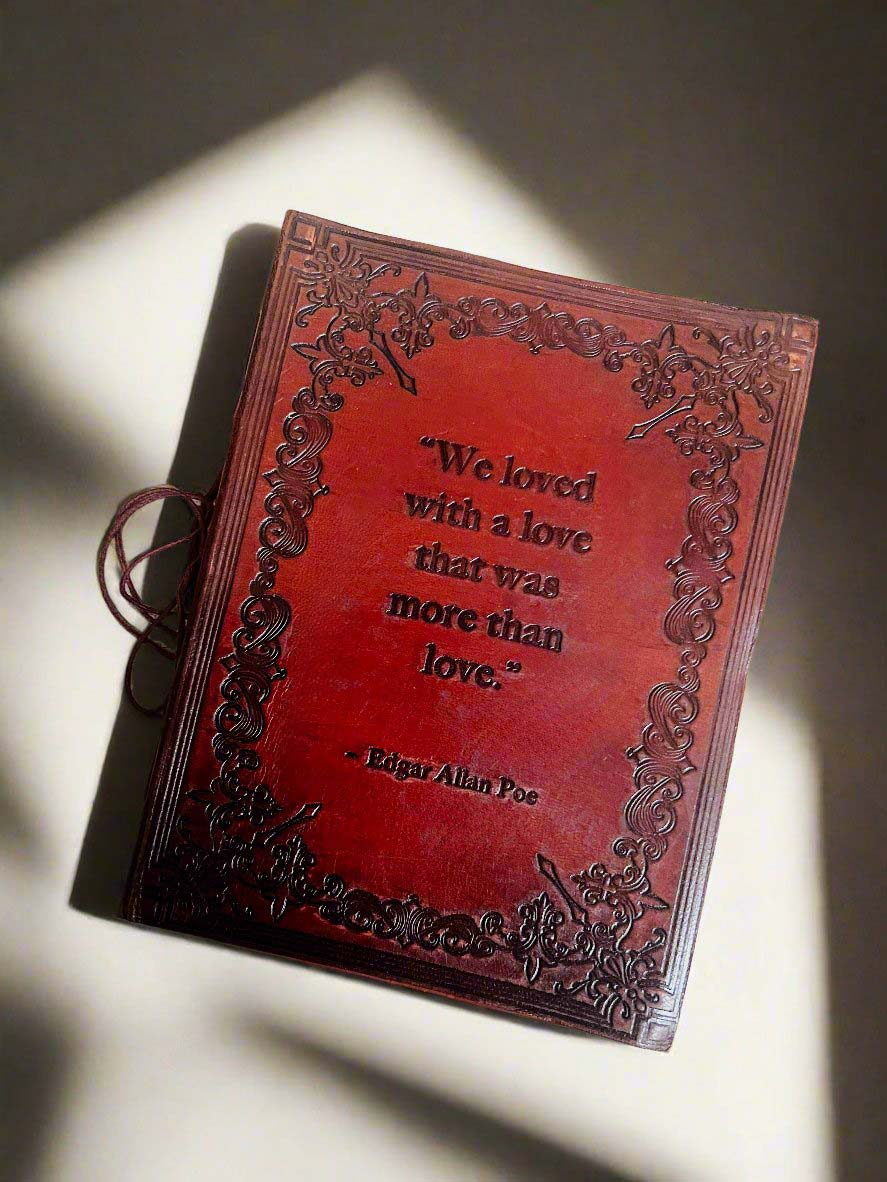 Edgar Allan Poe Leather Journal - "A Love More Than Love" Quote