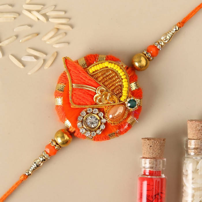 Festive Zardosi Rakhi & Kaju Katli Box