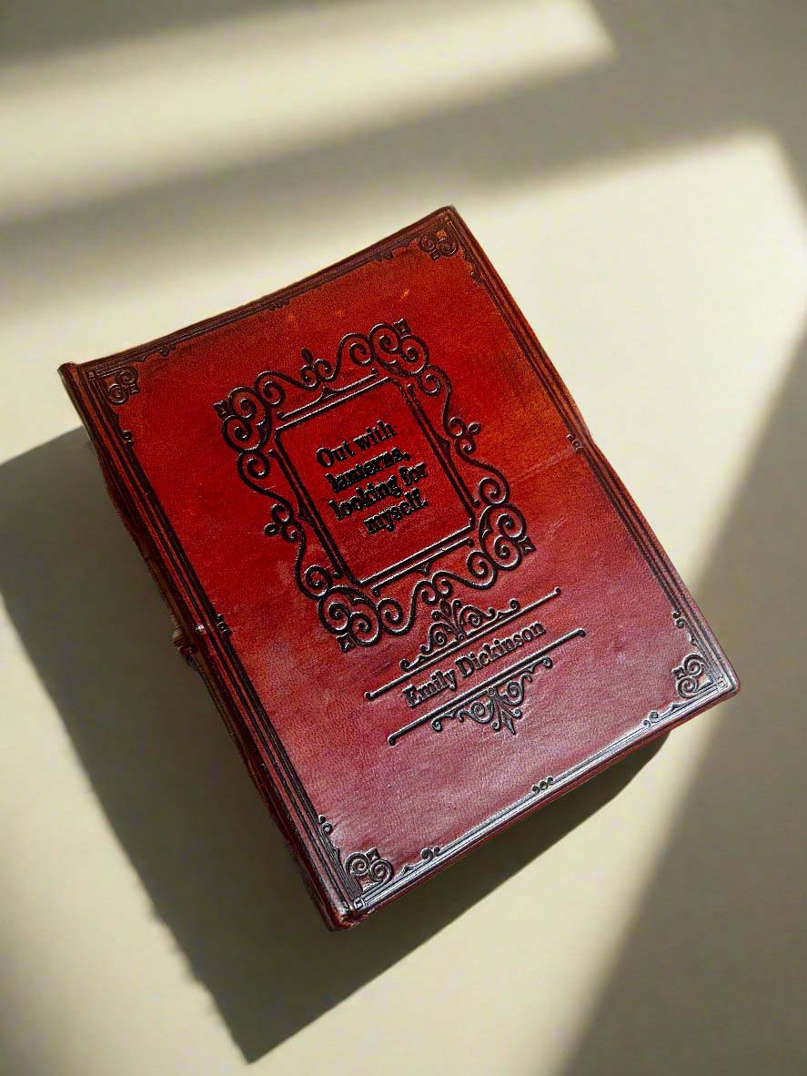 Emily Dickinson Leather Journal - "Out With Lanterns, Looking For Myself"