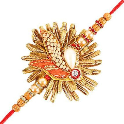 Zardosi Motif Rakhi & Kaju Rolls Box