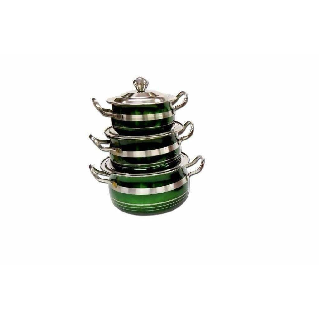 STAINLESS STEEL GREEN COLOR COOKWARE WITH LID