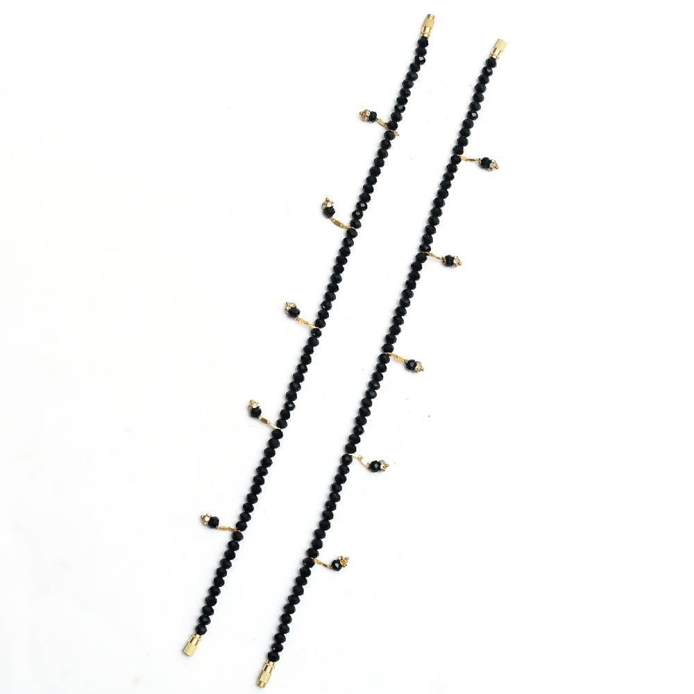 Mominos Fashion Kamal Johar Black Beads Anklets