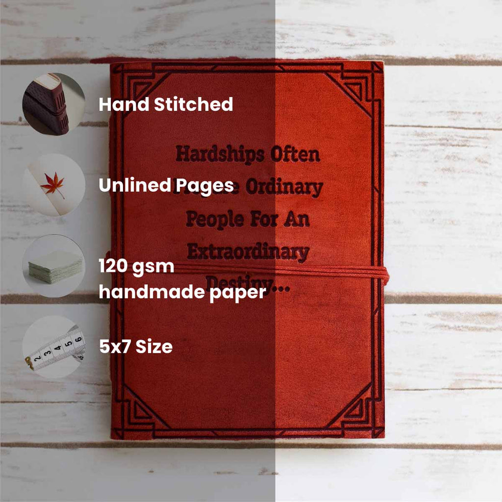 Hardships And Extraordinary Journey C.S. Lewis Quote Leather Journal - 7x5